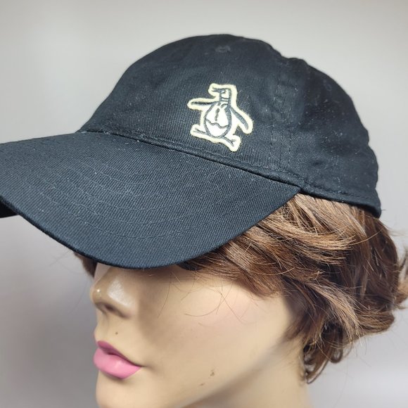 Vintage Original Penguin Womens Baseball Cap Hat Black Strapback Logo One Size - Picture 3 of 7